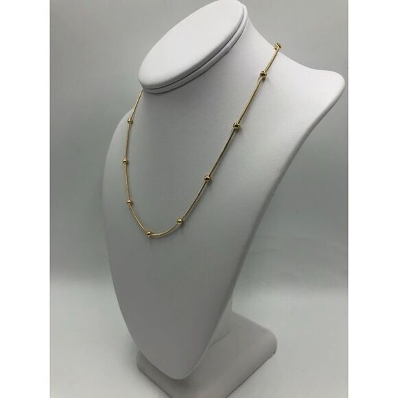 18K Gold Plated Stainless Steel Necklace Women's Ball Style Statement Jewelry - Picture 5 of 8